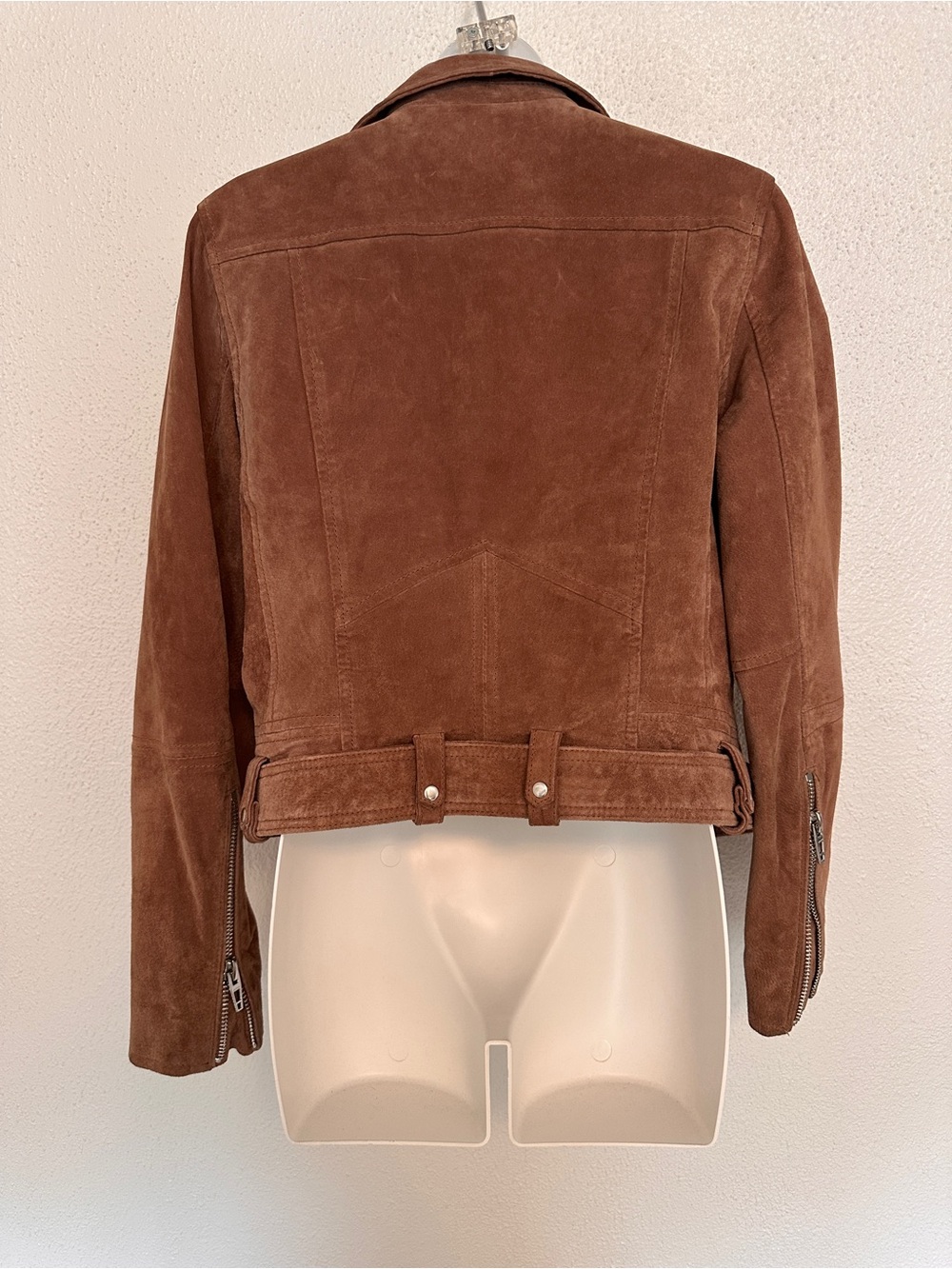 Blank NYC Brown Genuine Suede Leather Moto biker Jacket coffee bean brown L - Picture 8 of 10